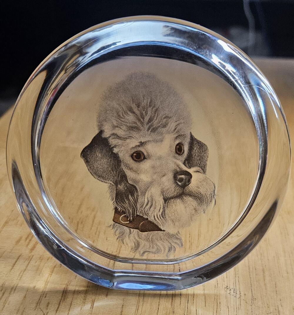 Vintage Viking Glass Poodle Dog Paperweight Figurine Display
